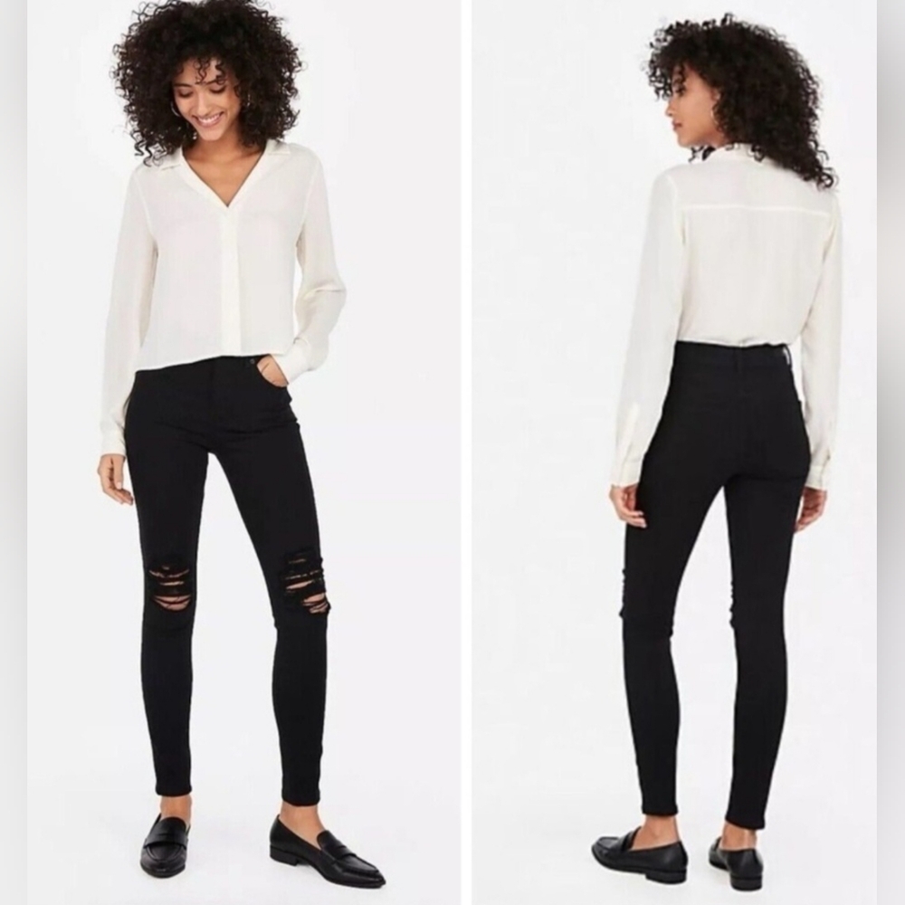 Express Black Ripped Knee Jeans